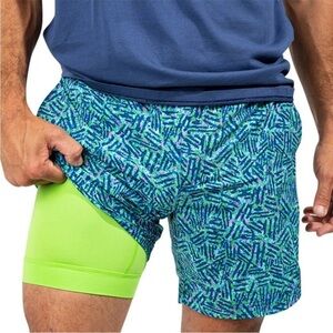 NWT Chubbies 2XL 7” inseam Athlounger The time continuoms green blue shorts